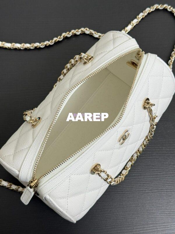 Replica Chanel 25P Grained Calfskin Mini Bowling Bag AP4474 White 8