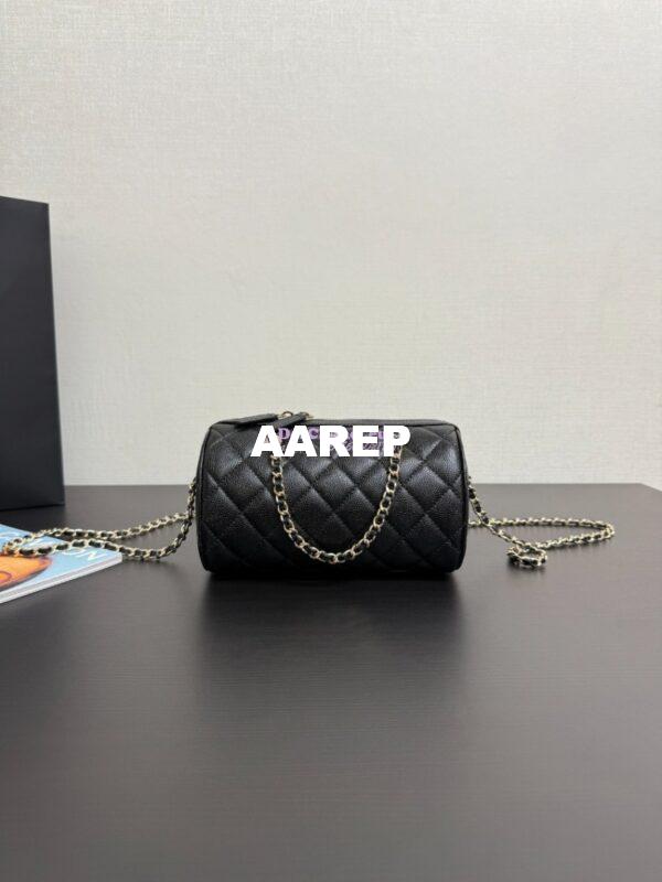 Replica Chanel 25P Grained Calfskin Mini Bowling Bag AP4474 Black
