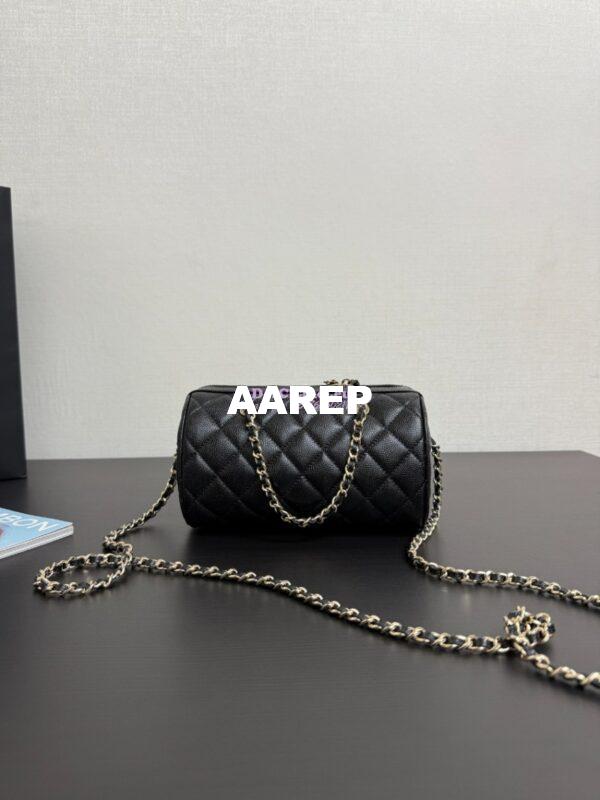 Replica Chanel 25P Grained Calfskin Mini Bowling Bag AP4474 Black 5