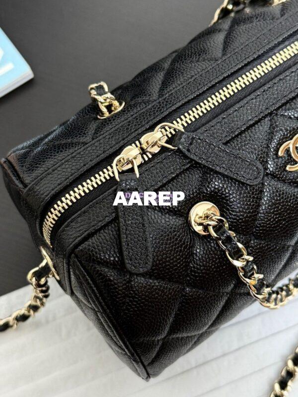 Replica Chanel 25P Grained Calfskin Mini Bowling Bag AP4474 Black 7