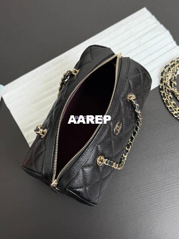 Replica Chanel 25P Grained Calfskin Mini Bowling Bag AP4474 Black 8
