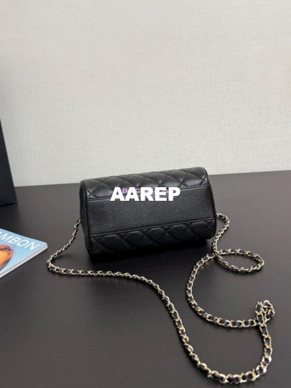 Replica Chanel 25P Grained Calfskin Mini Bowling Bag AP4474 Black 10