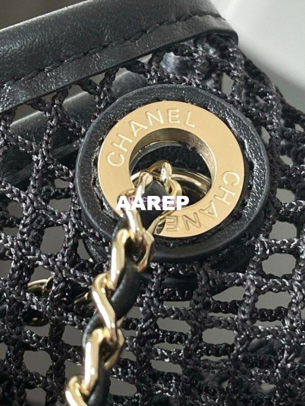 Replica Chanel SS25 Mesh and Lambskin Quilted Duma Backpack AS5484 Black 7