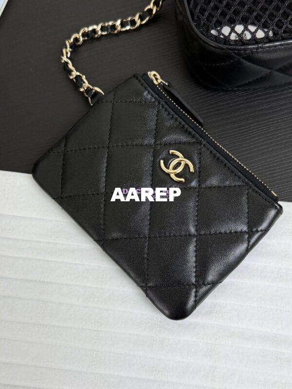 Replica Chanel SS25 Clutch With Chain  Mesh and Shiny Lambskin AP4572 Black 6