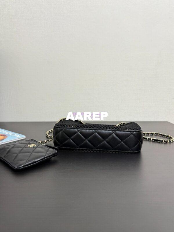 Replica Chanel SS25 Clutch With Chain  Mesh and Shiny Lambskin AP4572 Black 8