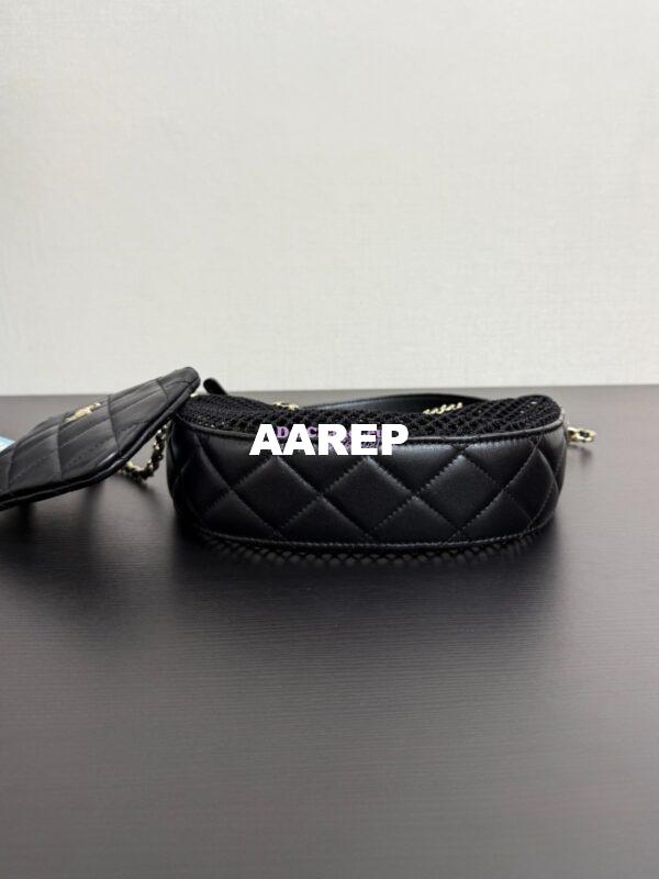 Replica Chanel SS25 Clutch With Chain  Mesh and Shiny Lambskin AP4573 Black 3