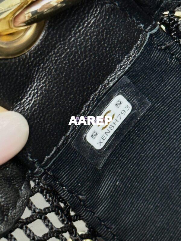 Replica Chanel SS25 Clutch With Chain  Mesh and Shiny Lambskin AP4573 Black 7