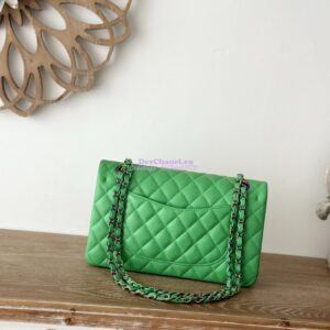 Replica Chanel CF 1112 Classic Flap CF Bag in Lambskin Green x Blue with rainbow hardware 2