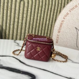 Replica Chanel New Mini Vanity With Charm Chain in Lambskin AP1447 Wine