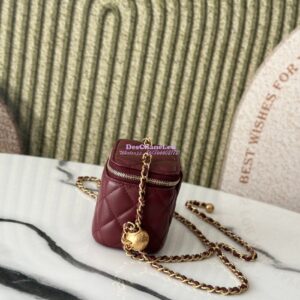 Replica Chanel New Mini Vanity With Charm Chain in Lambskin AP1447 Wine 2