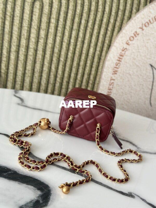 Replica Chanel New Mini Vanity With Charm Chain in Lambskin AP1447 Wine 5