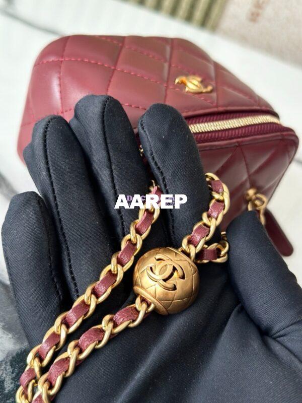 Replica Chanel New Mini Vanity With Charm Chain in Lambskin AP1447 Wine 6