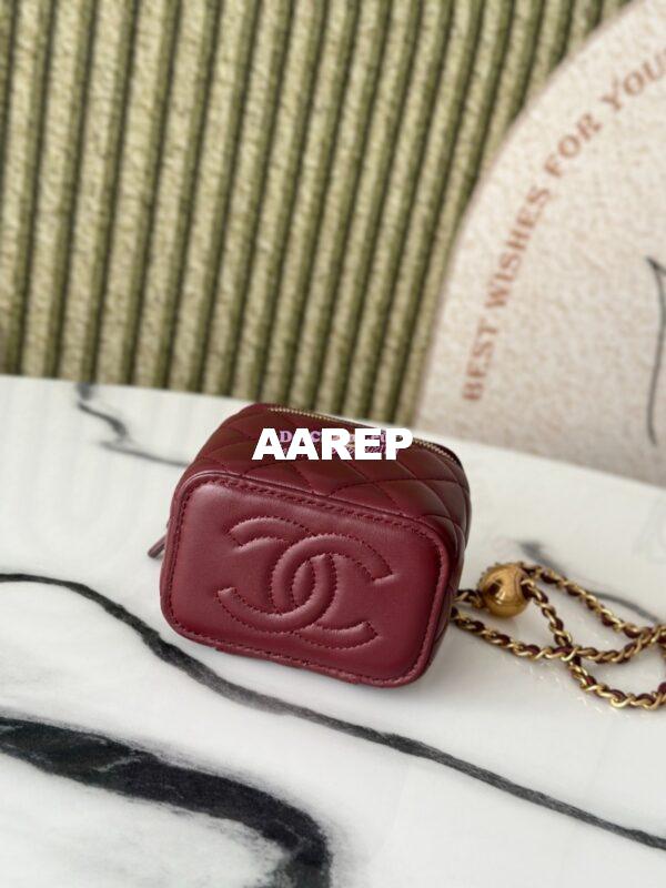 Replica Chanel New Mini Vanity With Charm Chain in Lambskin AP1447 Wine 7