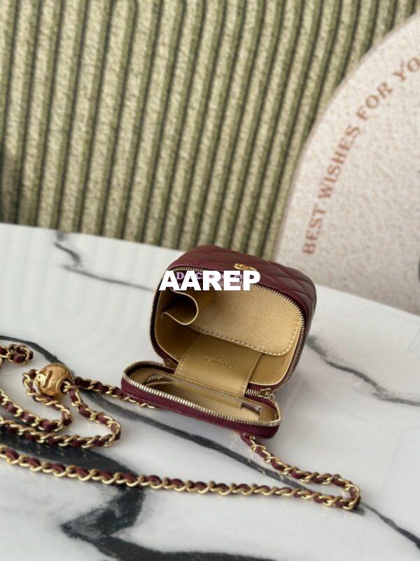 Replica Chanel New Mini Vanity With Charm Chain in Lambskin AP1447 Wine 9