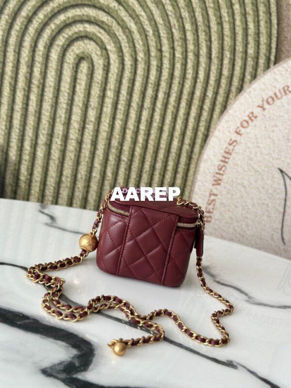 Replica Chanel New Mini Vanity With Charm Chain in Lambskin AP1447 Wine 11