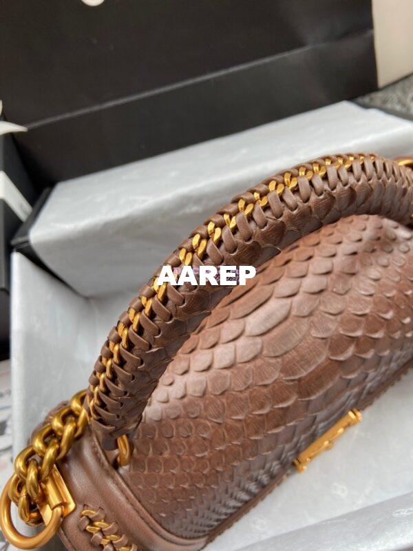 Replica Chanel Python Boy Bag with Handle Brown 4