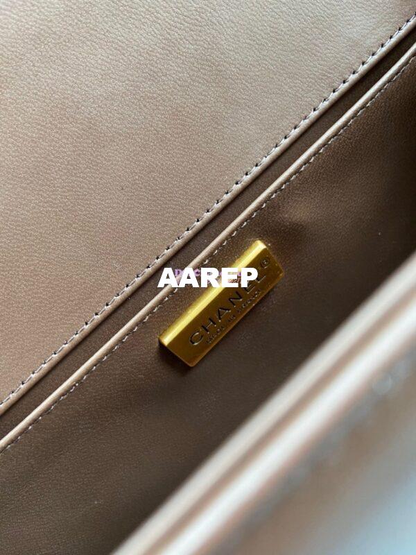 Replica Chanel Python Boy Bag with Handle Brown 9