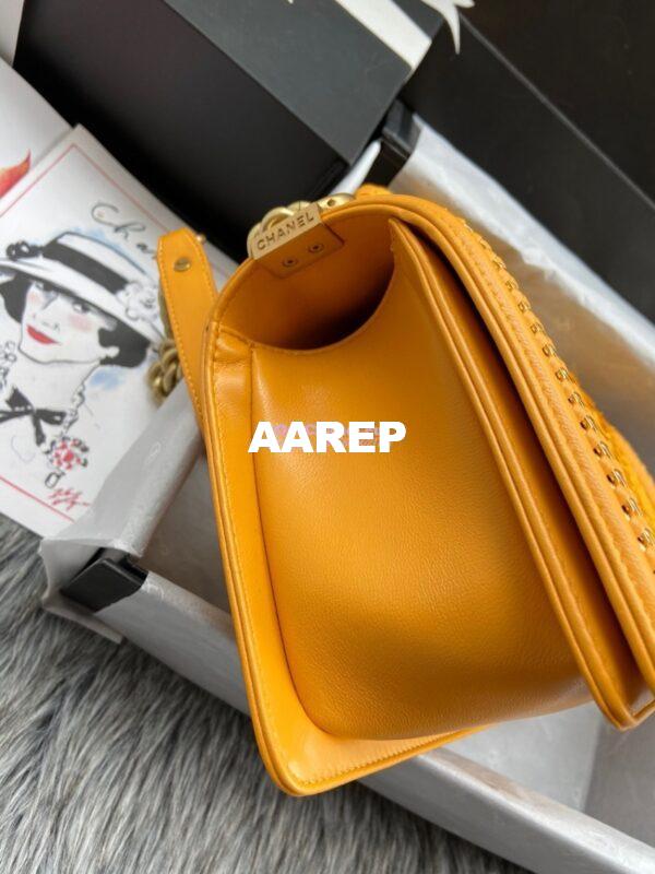Replica Chanel Python Boy Bag with Handle Yellow 6