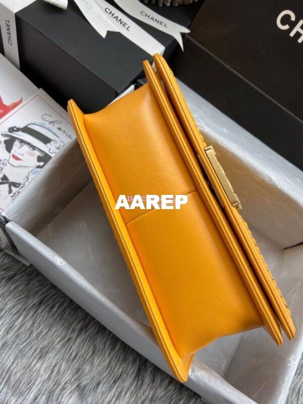 Replica Chanel Python Boy Bag with Handle Yellow 7