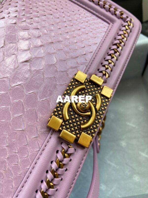 Replica Chanel Python Boy Bag with Handle Pink 6