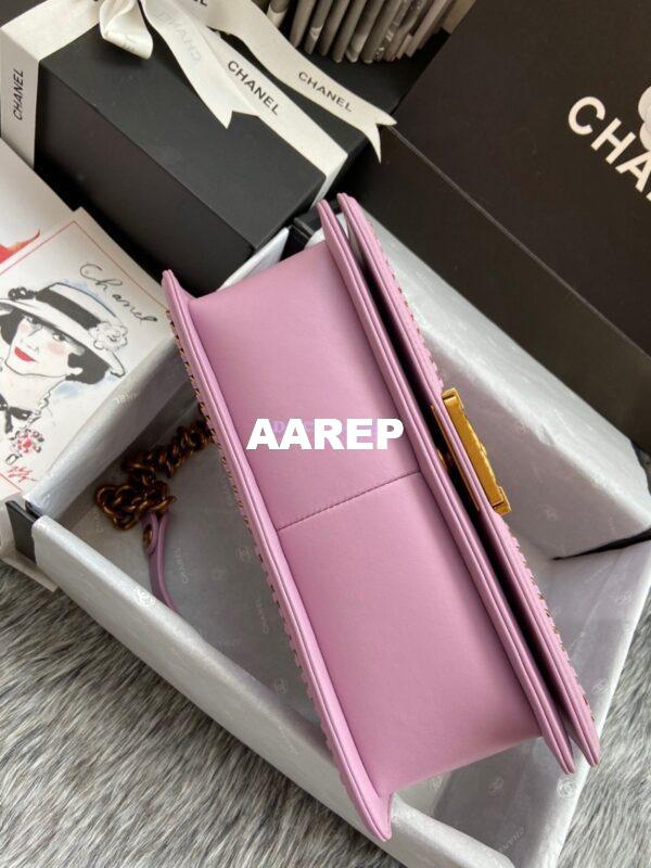 Replica Chanel Python Boy Bag with Handle Pink 8