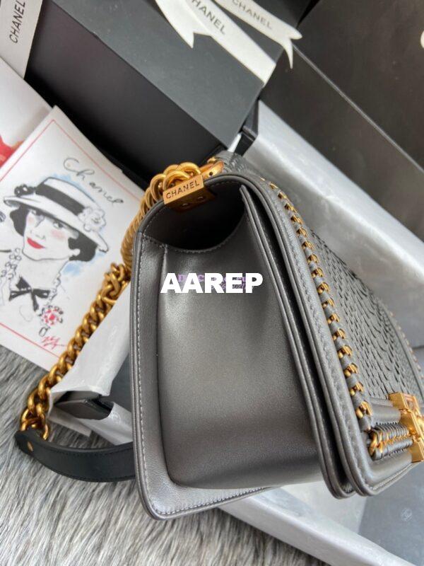 Replica Chanel Python Boy Bag with Handle Onxy 5