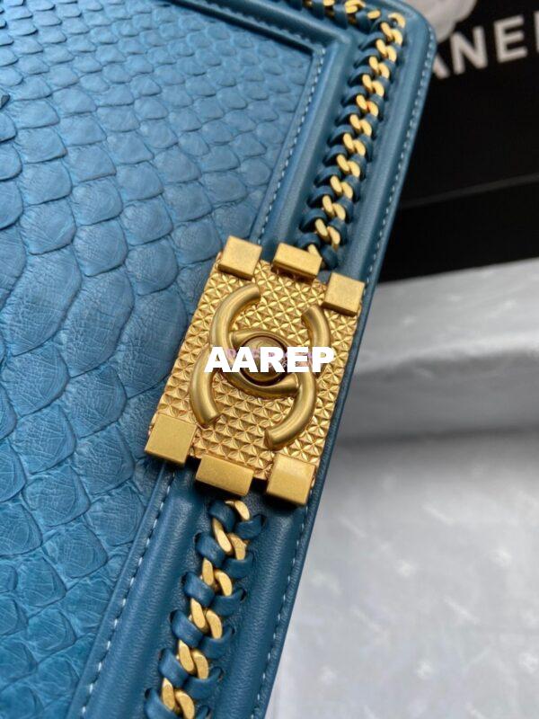 Replica Chanel Python Boy Bag with Handle JeanBlue 3