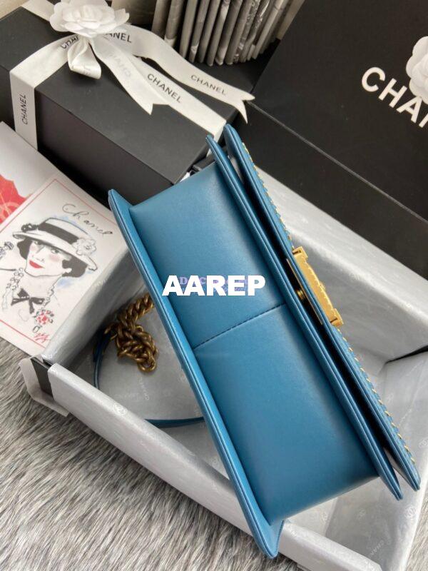 Replica Chanel Python Boy Bag with Handle JeanBlue 5