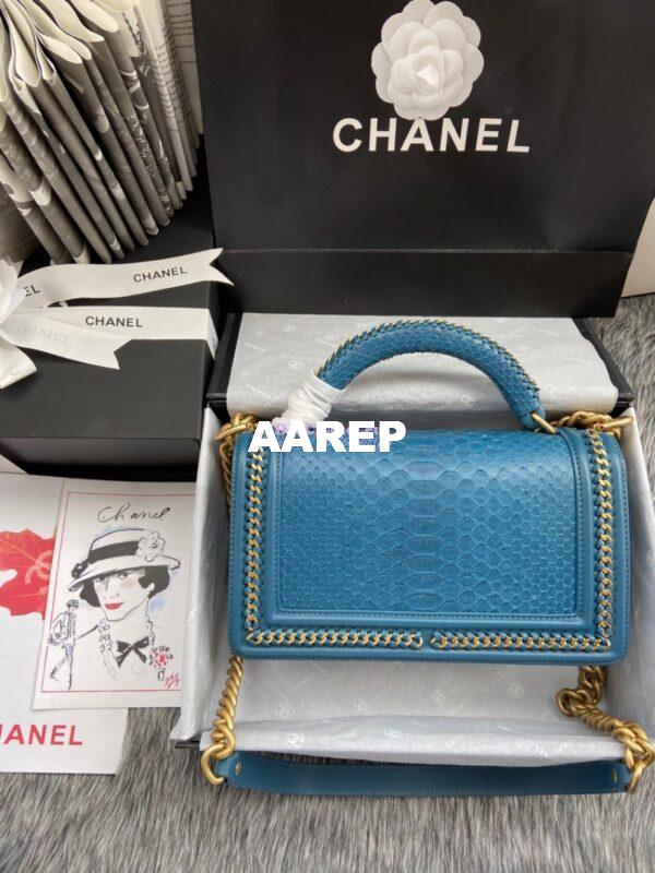 Replica Chanel Python Boy Bag with Handle JeanBlue 6