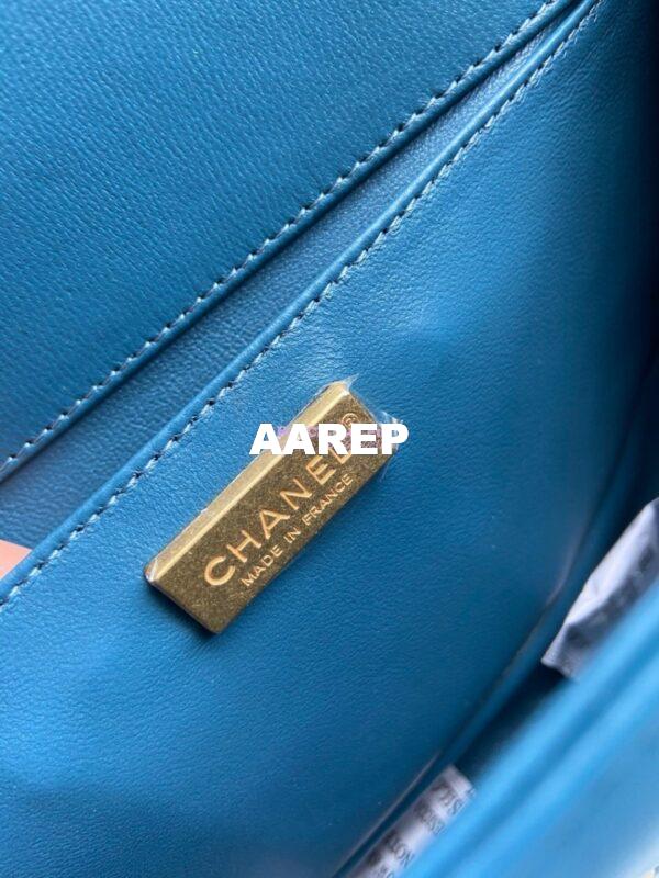 Replica Chanel Python Boy Bag with Handle JeanBlue 8