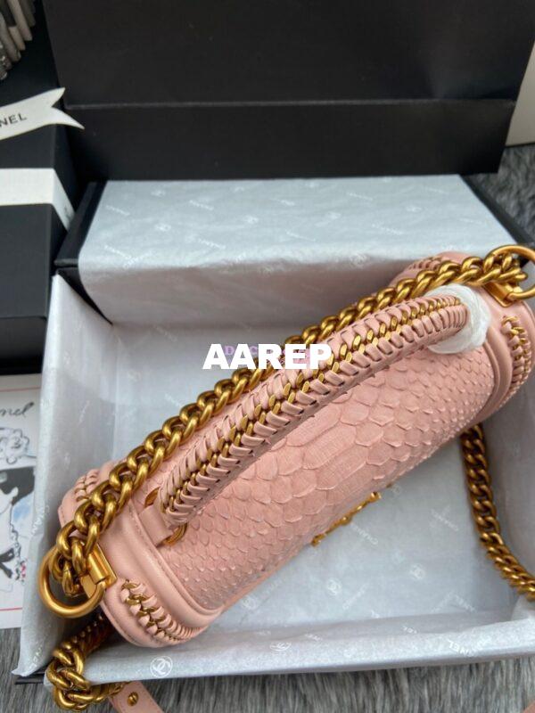 Replica Chanel Python Boy Bag with Handle Blush 3