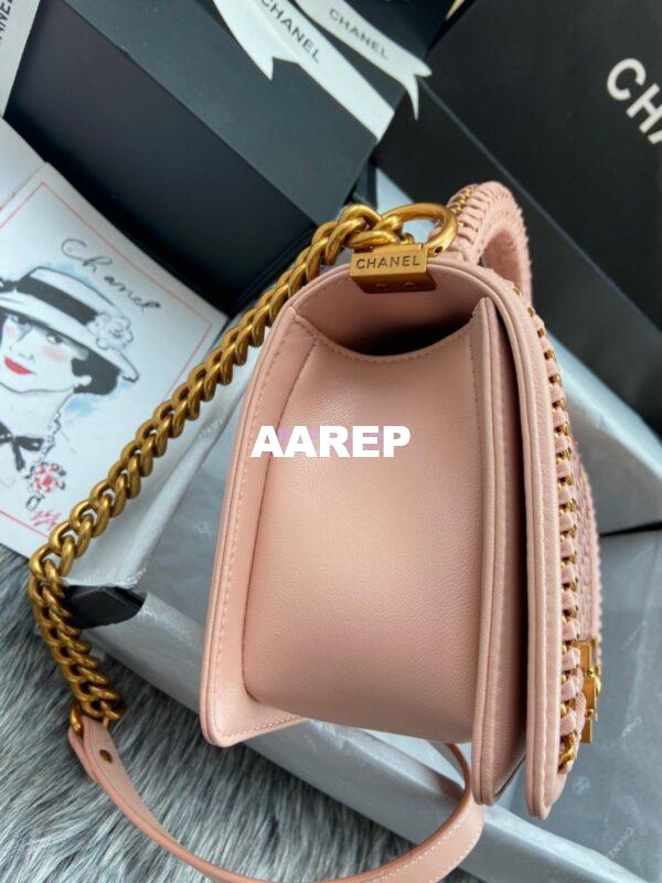 Replica Chanel Python Boy Bag with Handle Blush 5