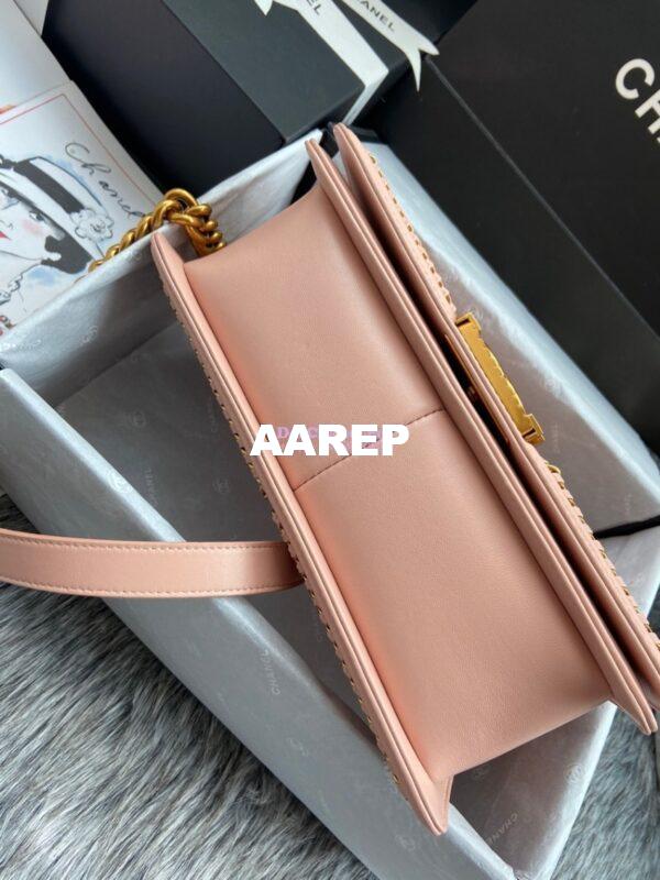 Replica Chanel Python Boy Bag with Handle Blush 6