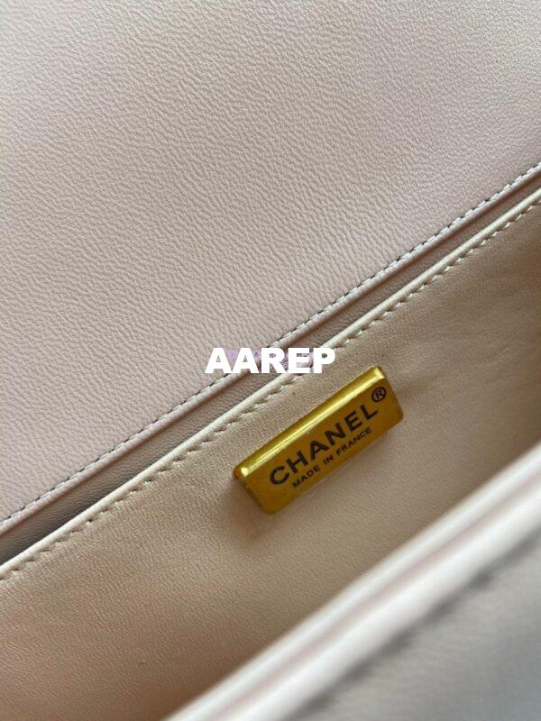 Replica Chanel Python Boy Bag with Handle Blush 8