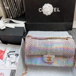 Replica Chanel Python Leather CF Classic Flap Bag Iridescent 30