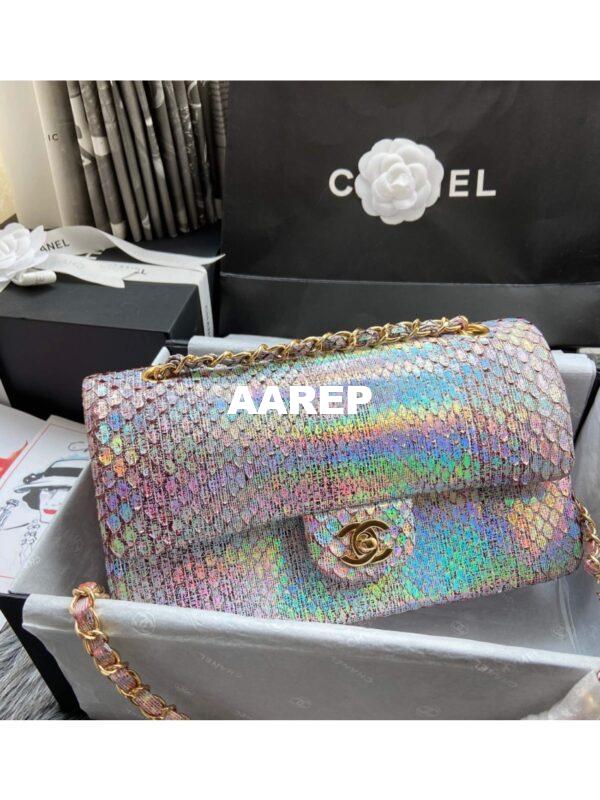 Replica Chanel Python Leather CF Classic Flap Bag Iridescent 30 4