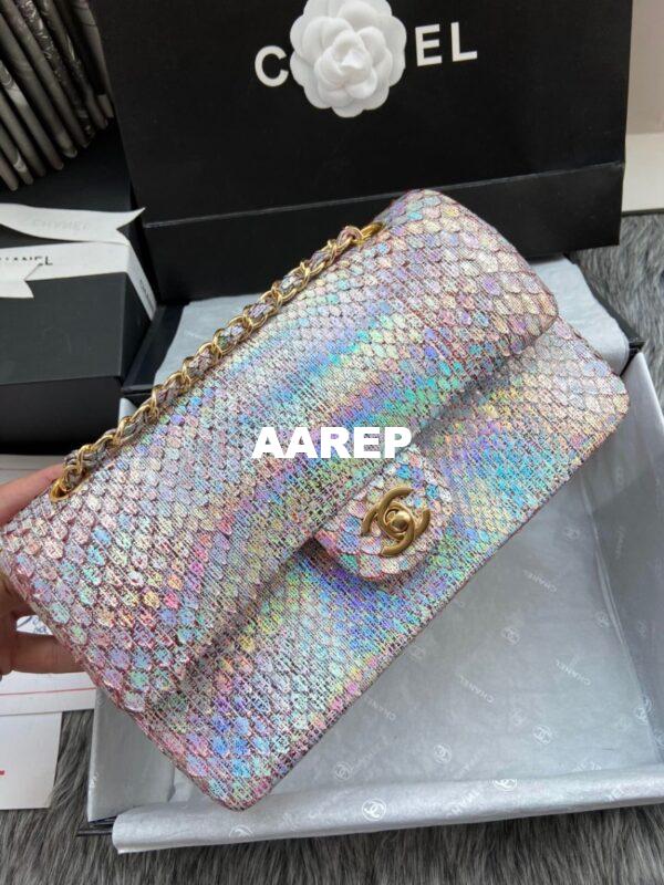 Replica Chanel Python Leather CF Classic Flap Bag Iridescent 30 5