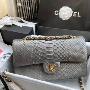 Replica Chanel Python Leather CF Classic Flap Bag Onyx 28 2