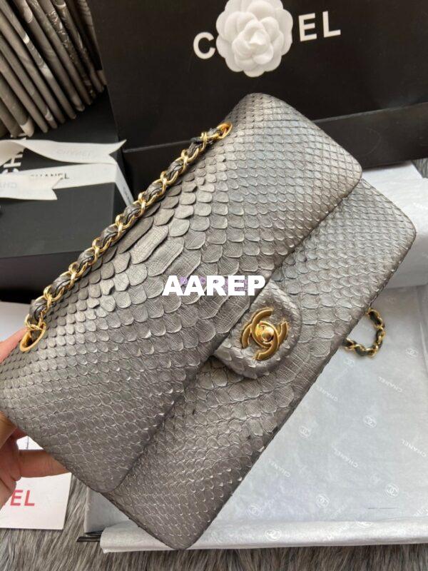 Replica Chanel Python Leather CF Classic Flap Bag Onyx 28 3