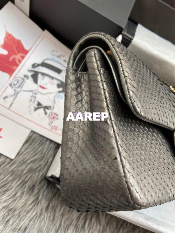 Replica Chanel Python Leather CF Classic Flap Bag Onyx 28 4