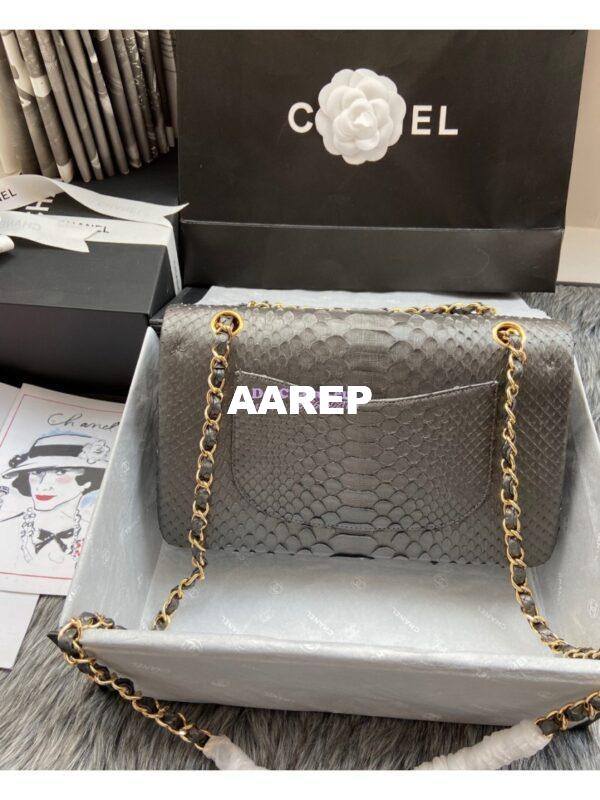 Replica Chanel Python Leather CF Classic Flap Bag Onyx 28 6