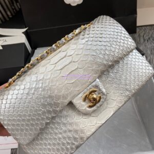 Replica Chanel Python Leather CF Classic Flap Bag Silvery 27 2