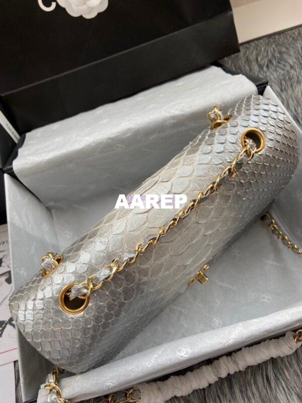 Replica Chanel Python Leather CF Classic Flap Bag Silvery 27 3