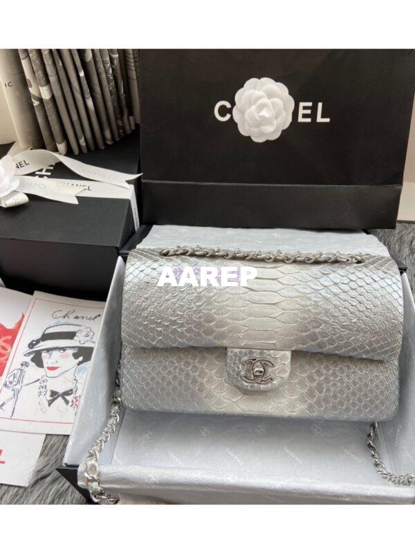 Replica Chanel Python Leather CF Classic Flap Bag Silvery 27 10