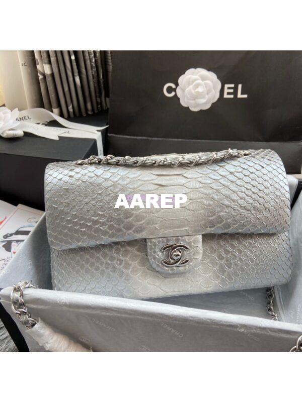 Replica Chanel Python Leather CF Classic Flap Bag Silvery 27 11