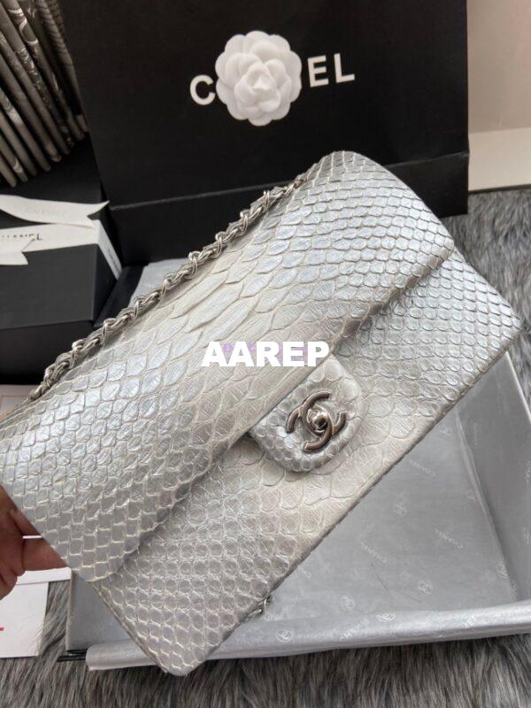 Replica Chanel Python Leather CF Classic Flap Bag Silvery 27 12