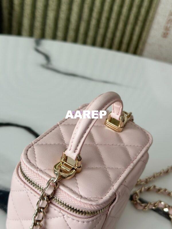 Replica Chanel New SLG Lambskin Small Vanity With Chain and Top Handle Bag AP2198 Light Pink 3