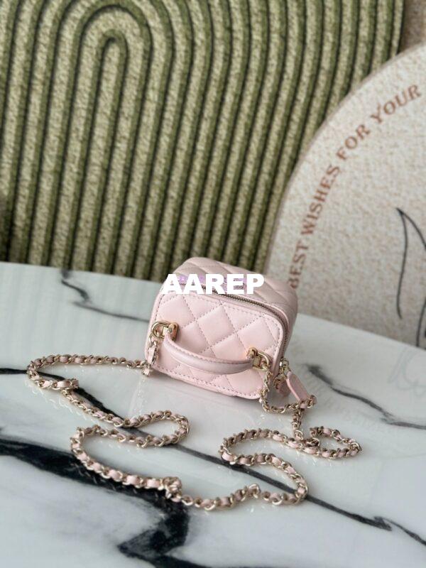 Replica Chanel New SLG Lambskin Small Vanity With Chain and Top Handle Bag AP2198 Light Pink 4