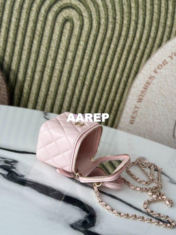 Replica Chanel New SLG Lambskin Small Vanity With Chain and Top Handle Bag AP2198 Light Pink 6
