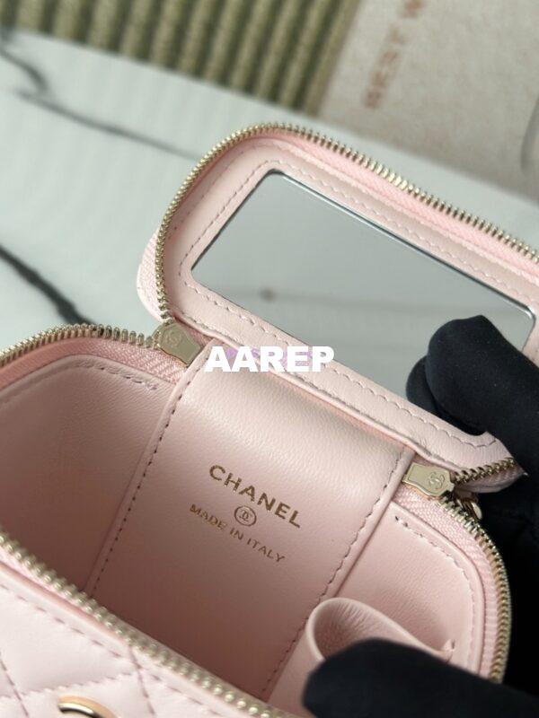 Replica Chanel New SLG Lambskin Small Vanity With Chain and Top Handle Bag AP2198 Light Pink 7